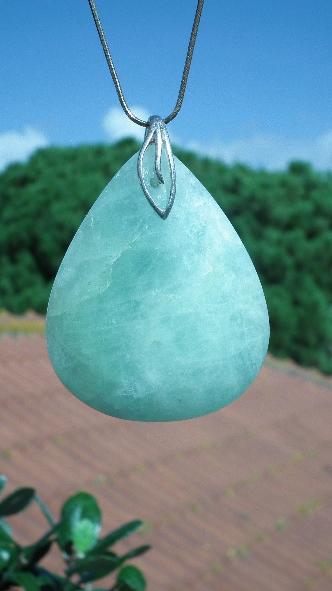 aquamarine necklace with sterling silver bail