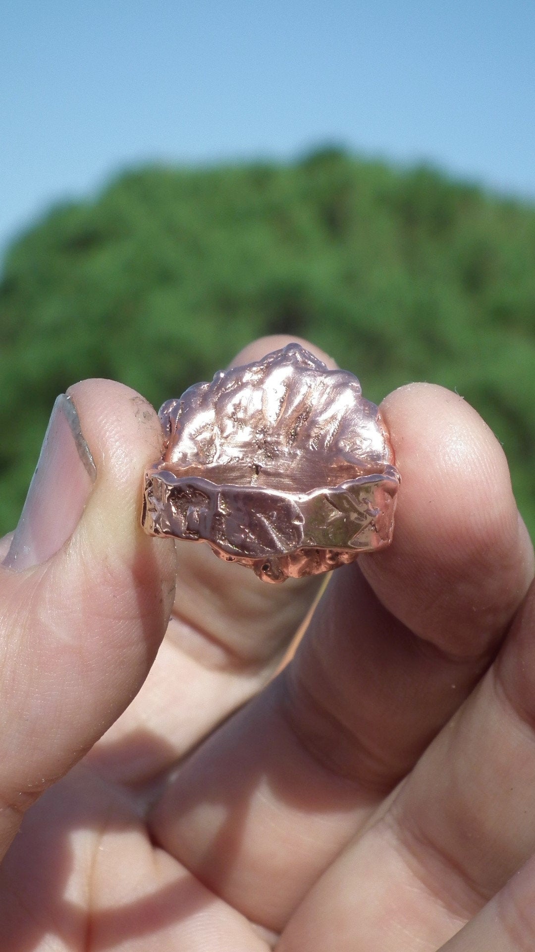 Handmade bronze Hessonite pendant