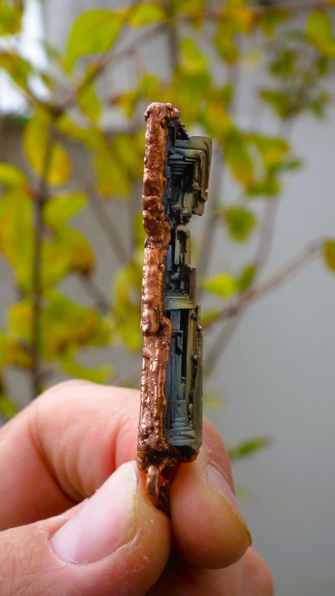 Copper bismuth crystal necklace