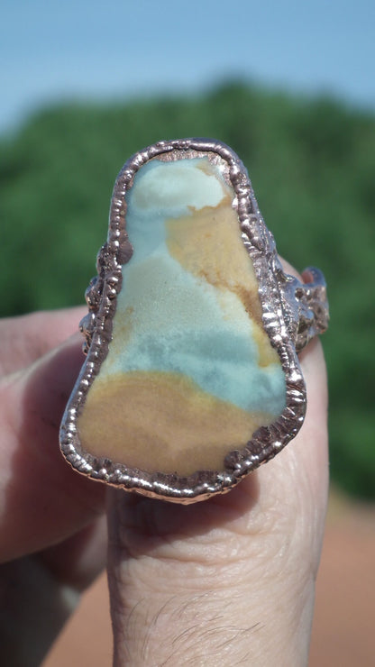 Electroformed copper Polychrome jasper Ring