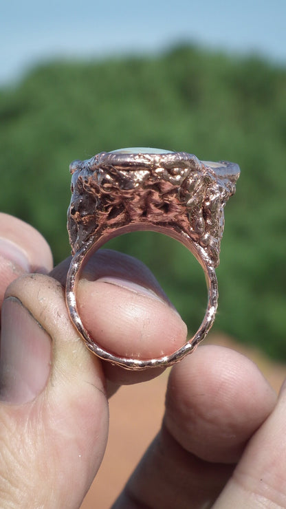 Electroformed copper Polychrome jasper Ring