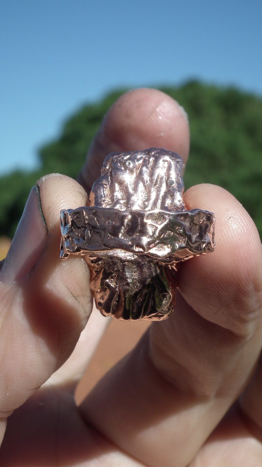 Blue kyanite ring large / Electroformed copper