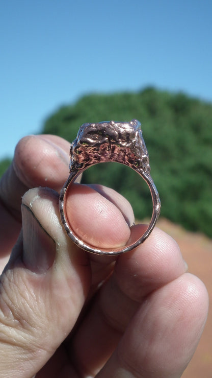 Blue kyanite ring large / Electroformed copper