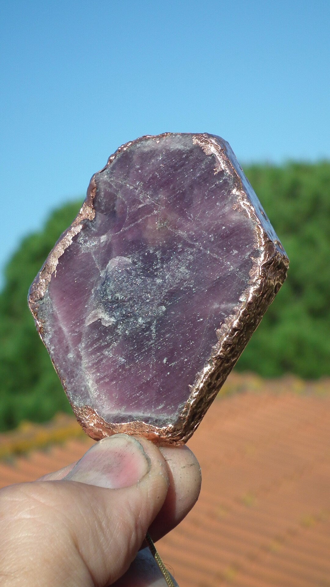 Raw ruby necklace / Electroformed copper / Ruby crystal