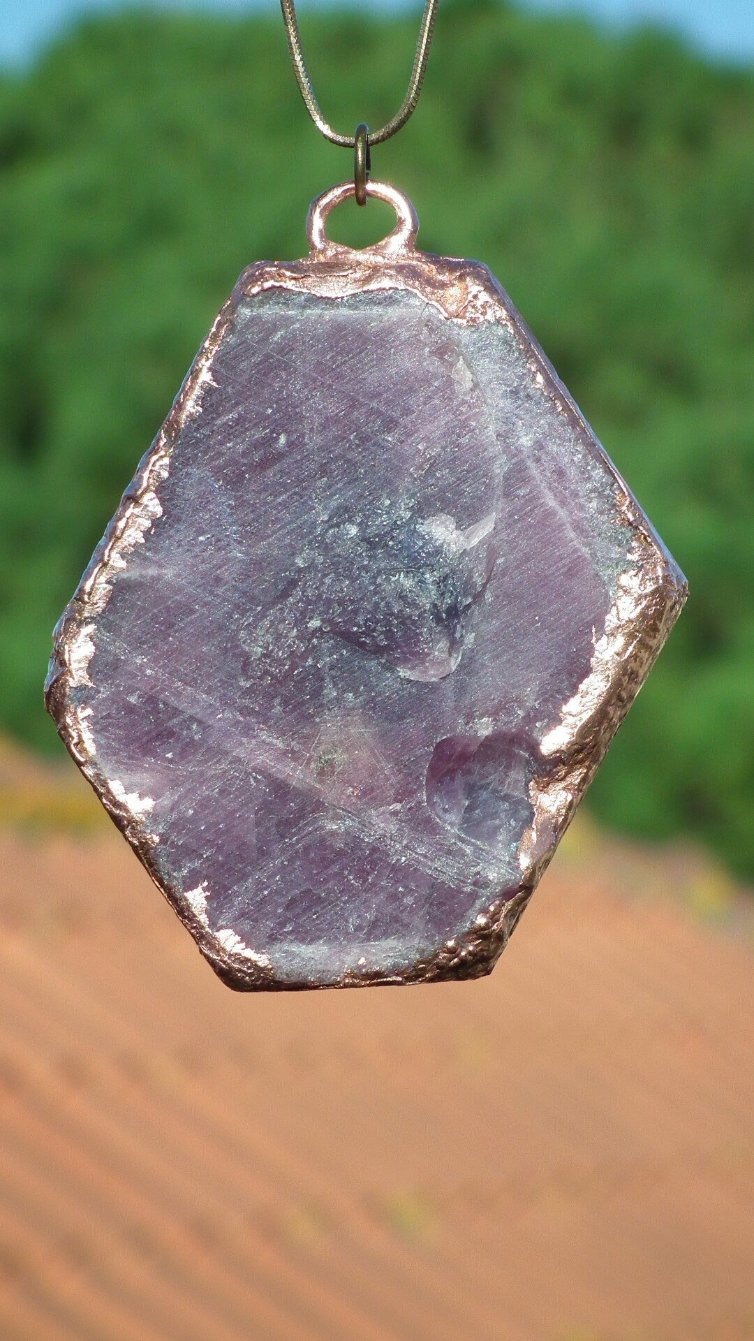 Raw ruby necklace / Electroformed copper / Ruby crystal