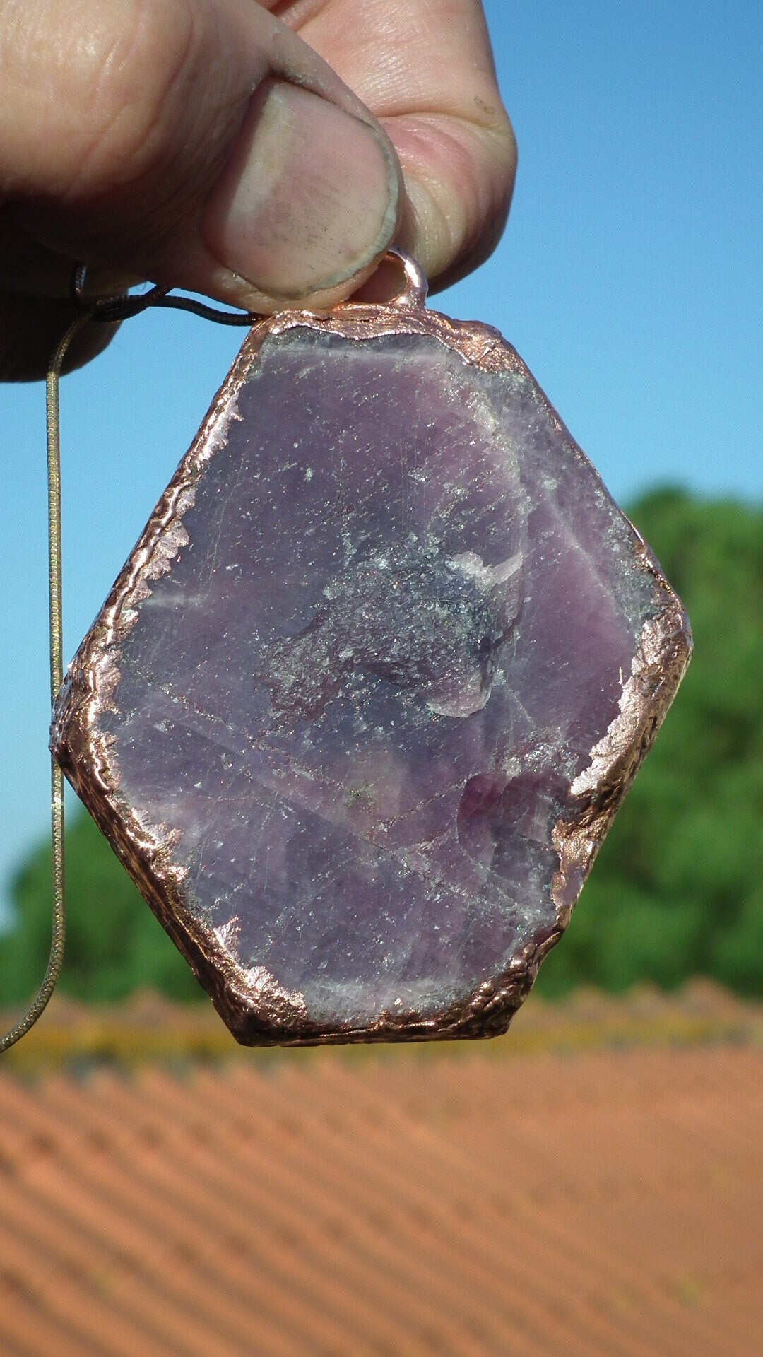 Raw ruby necklace / Electroformed copper / Ruby crystal