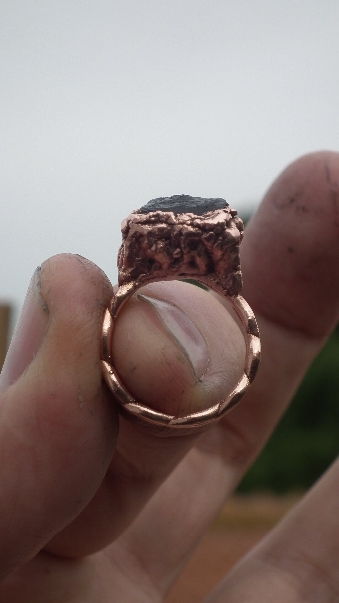 Black tourmaline ring / Copper ring