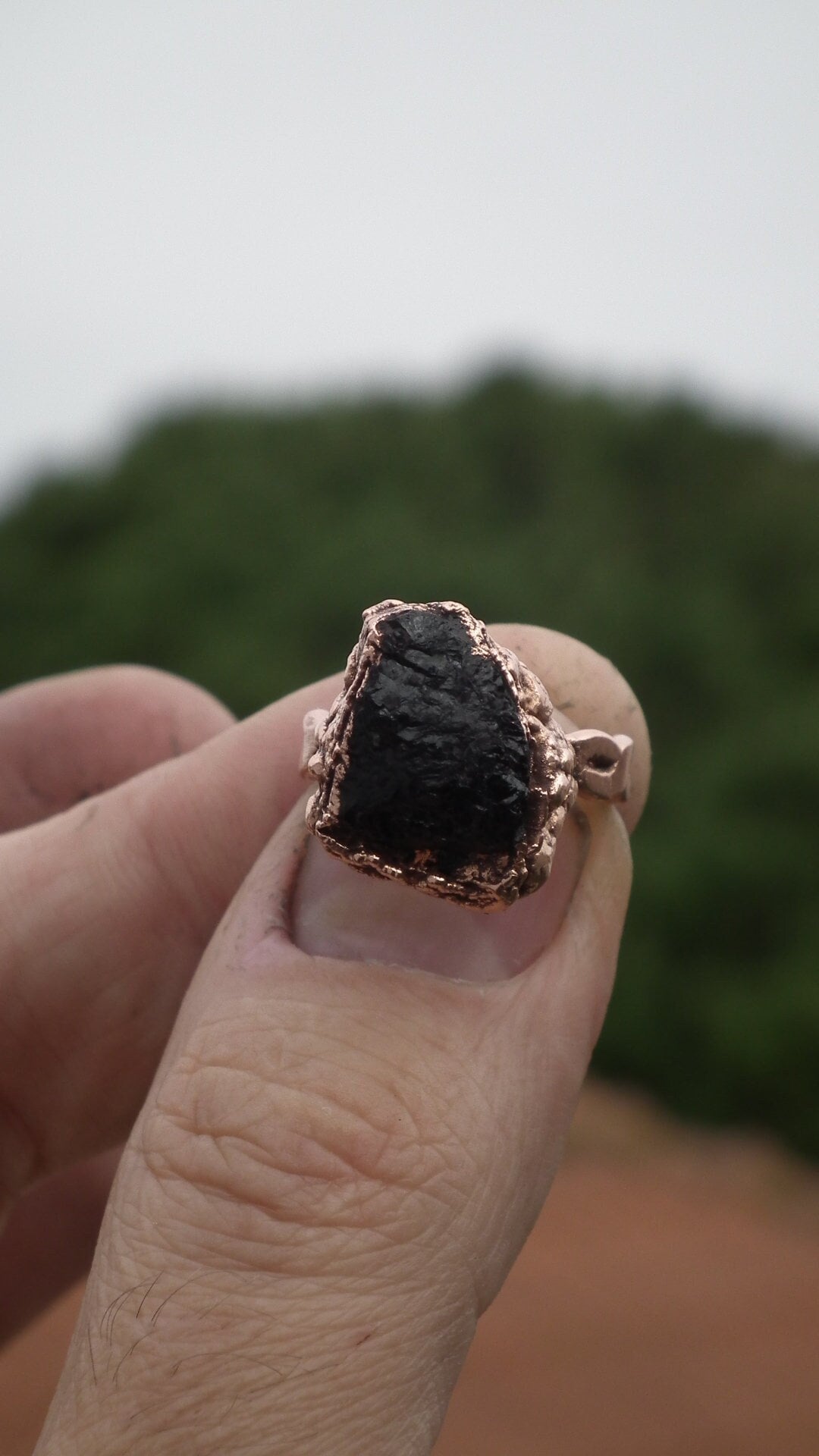 Black tourmaline ring / Copper ring
