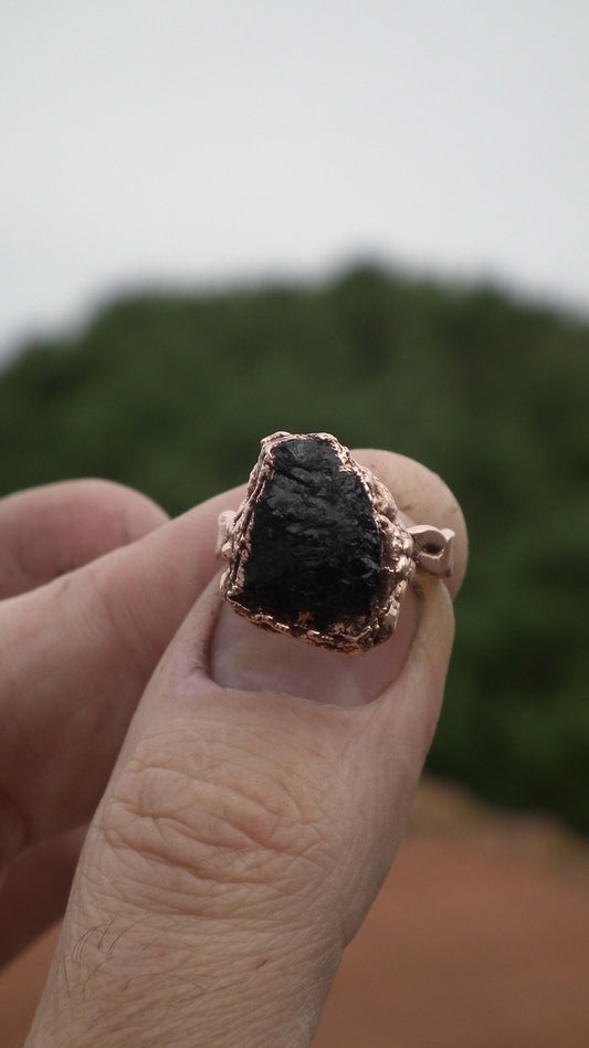 Black tourmaline ring / Copper ring