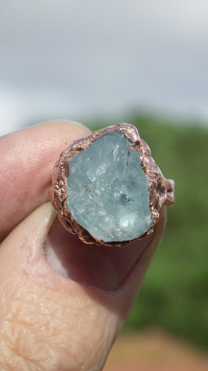 Electroformed Copper Seraphinite ring // Seraphinite jewelry