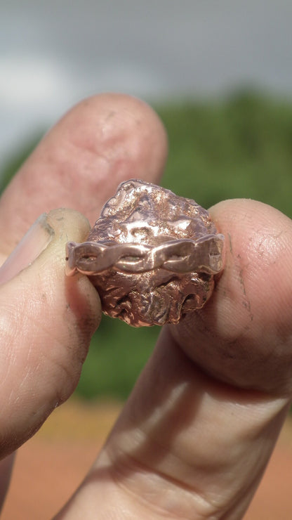 Electroformed Copper Seraphinite ring // Seraphinite jewelry