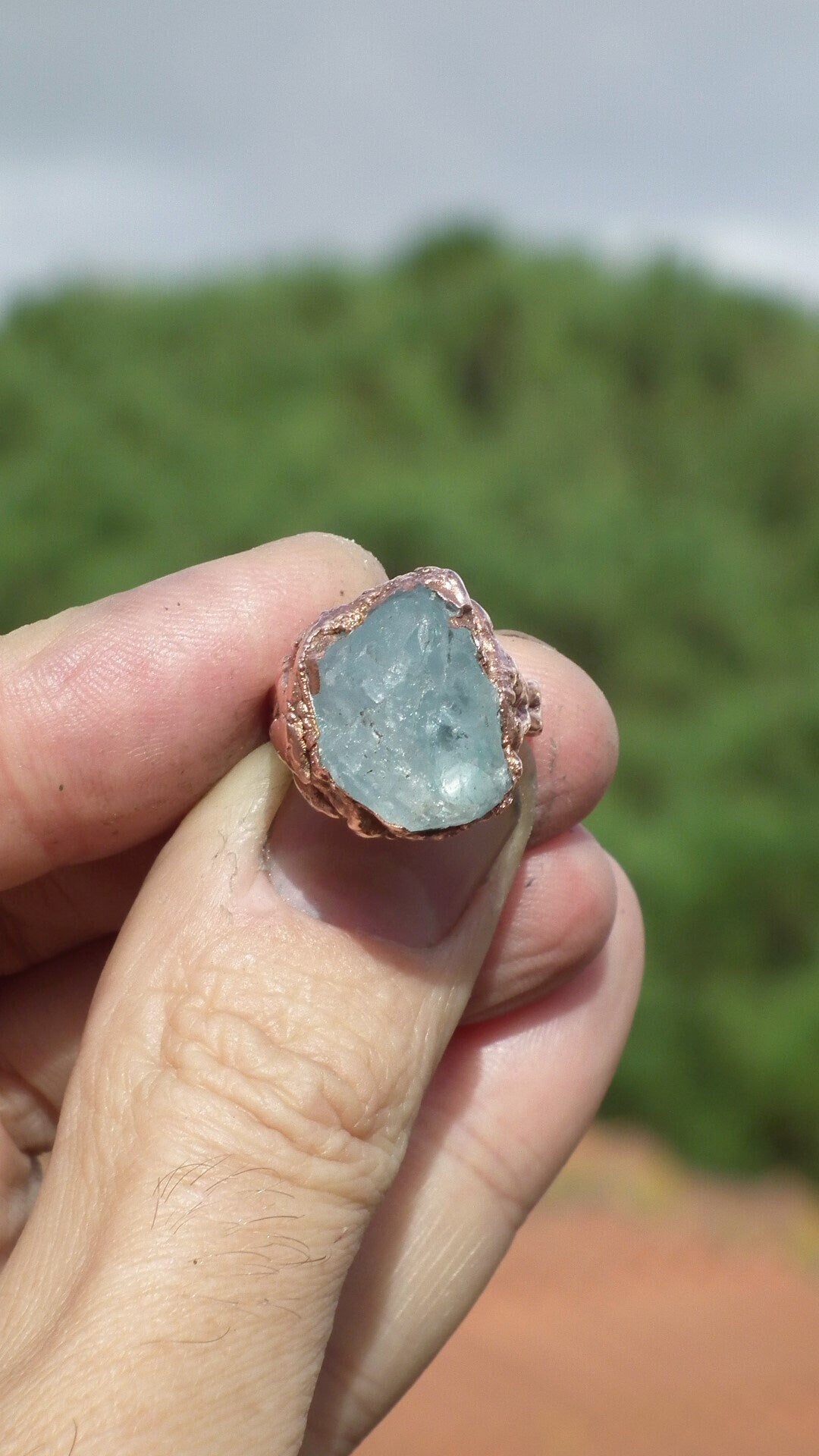 Electroformed Copper Seraphinite ring // Seraphinite jewelry