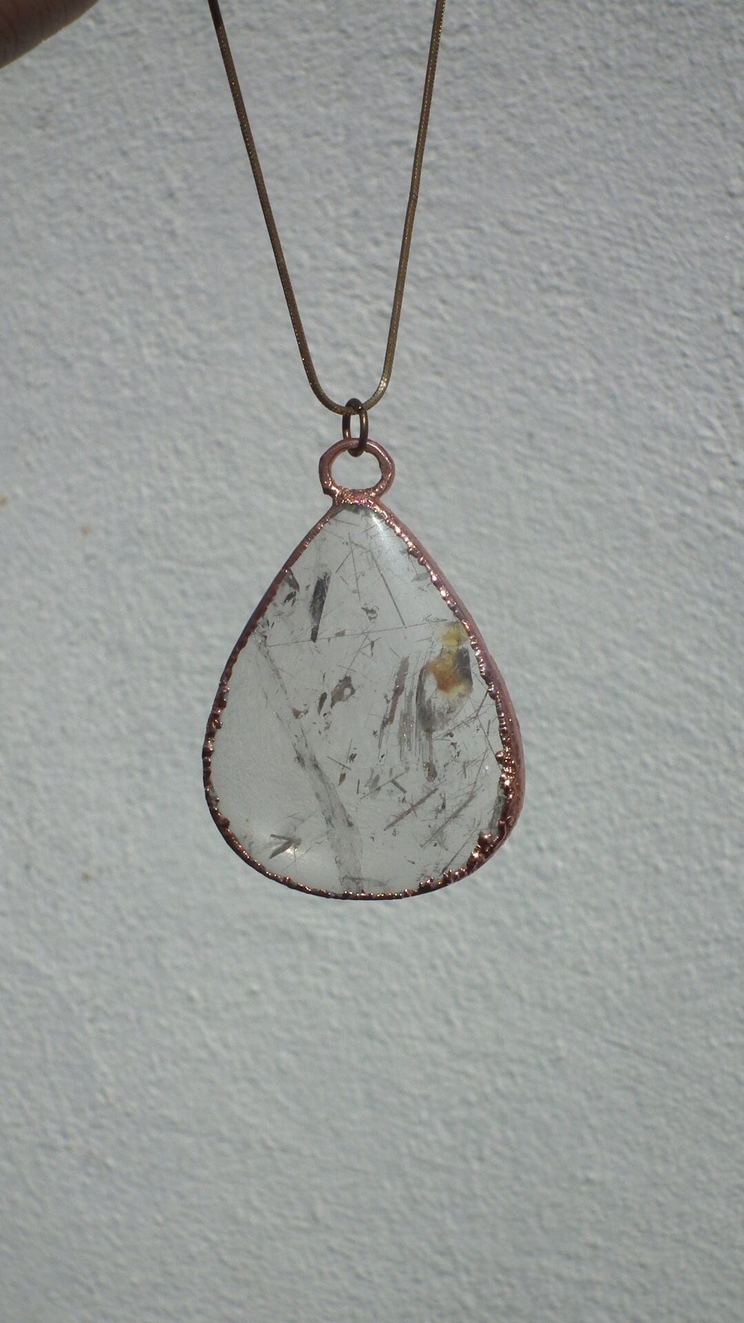 golden rutilated quartz necklace / Electroformed copper