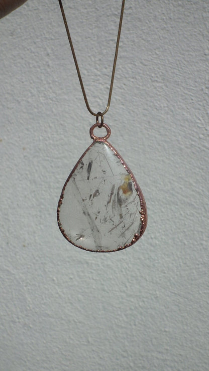 golden rutilated quartz necklace / Electroformed copper