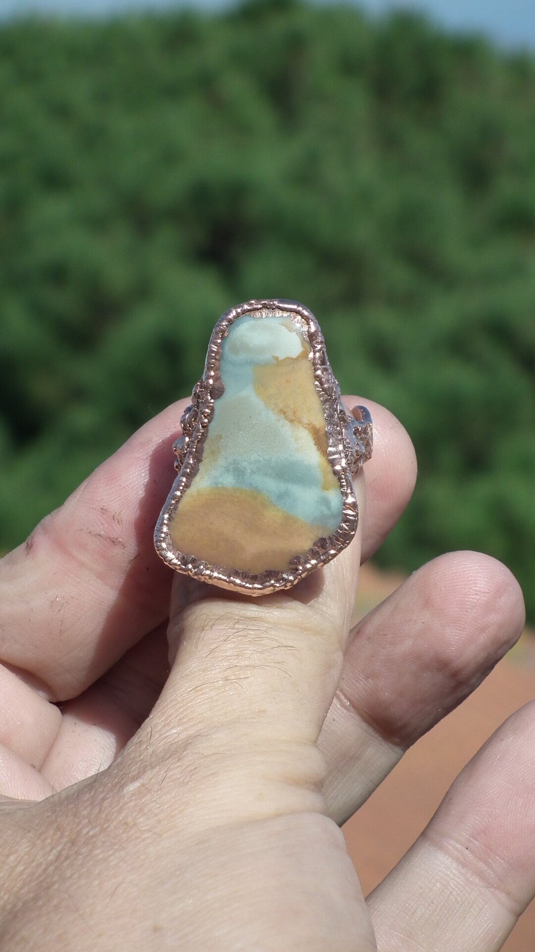 Electroformed copper Polychrome jasper Ring