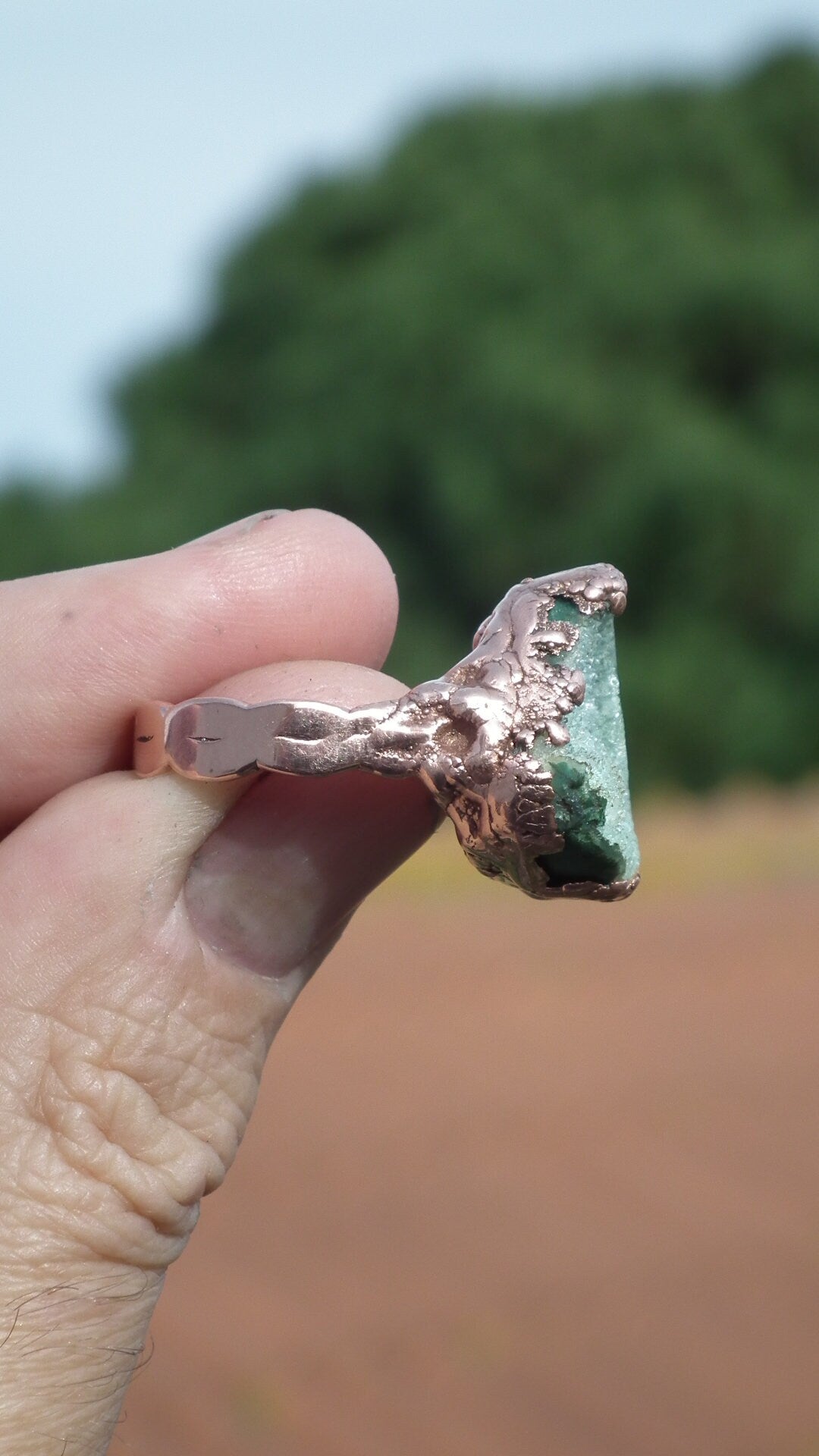 Chrysocolla ring / Electroformed Copper ring / Druzy chrysocolla