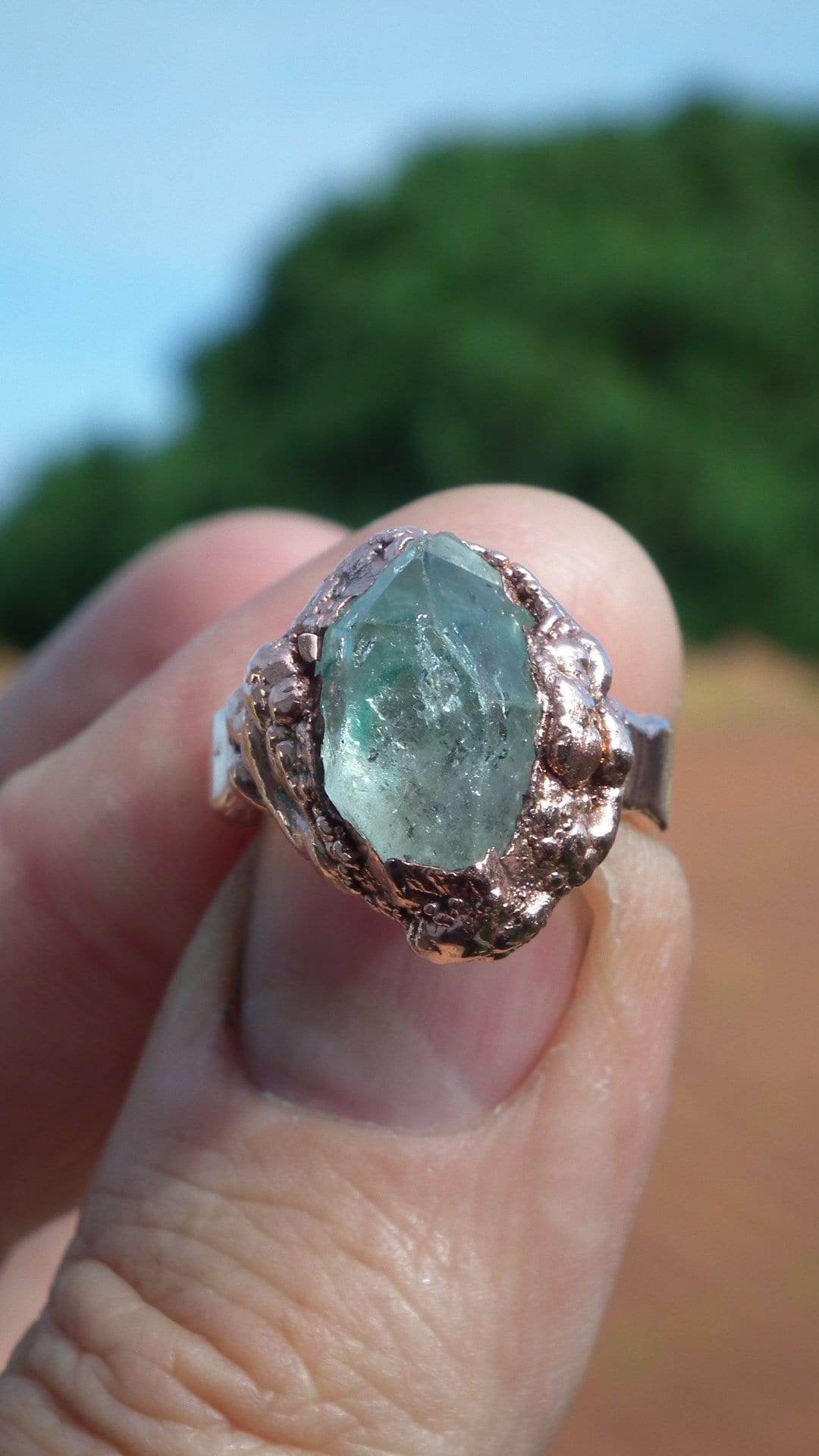 Herkimer diamond ring / herkimer ring / Electroformed Copper