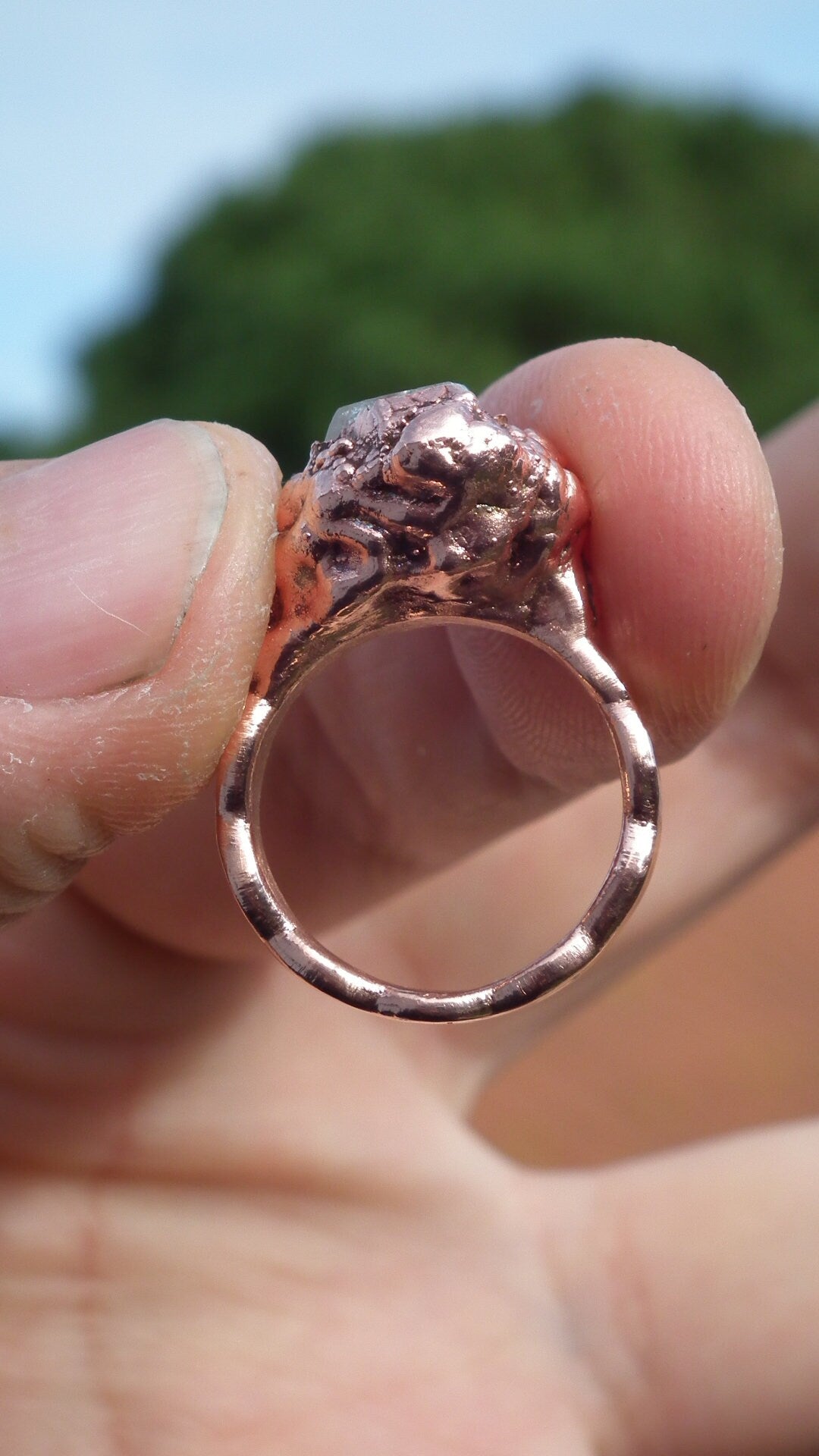 Herkimer diamond ring / herkimer ring / Electroformed Copper