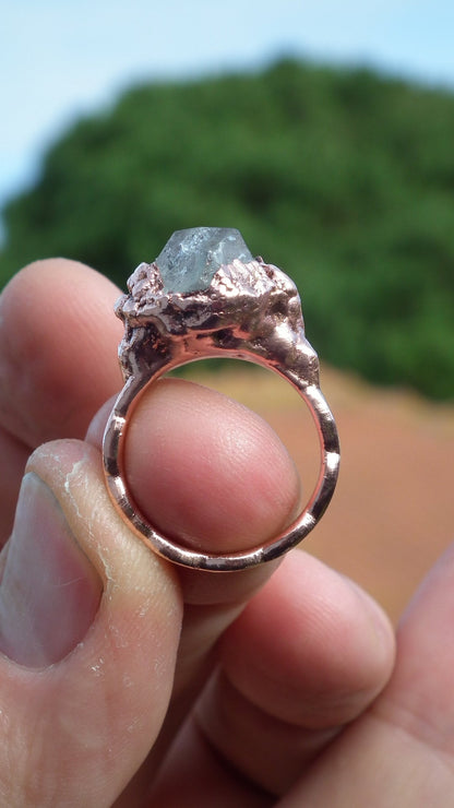 Herkimer diamond ring / herkimer ring / Electroformed Copper