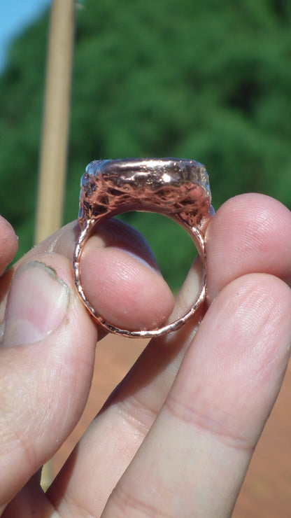 Blue Apatite ring / Electroformed Copper