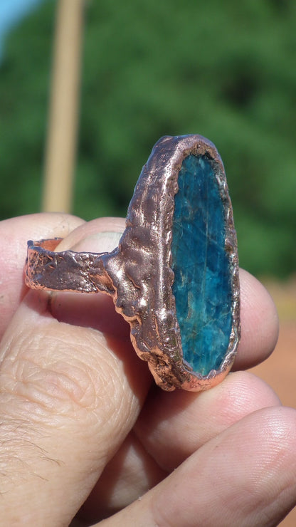 Blue Apatite ring / Electroformed Copper