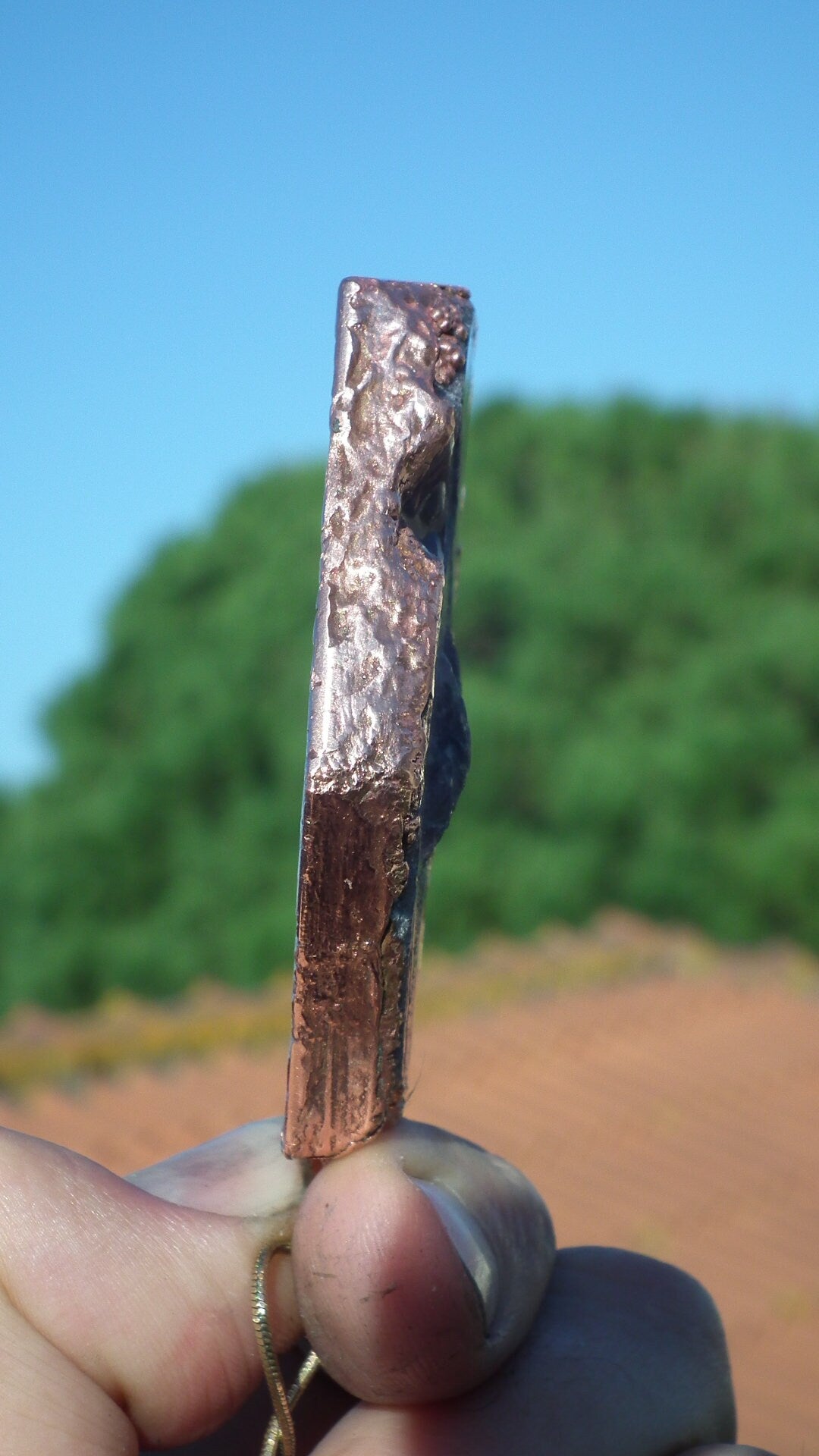 Raw ruby necklace / Electroformed copper / Ruby crystal