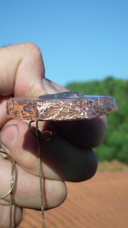 Raw ruby necklace / Electroformed copper / Ruby crystal