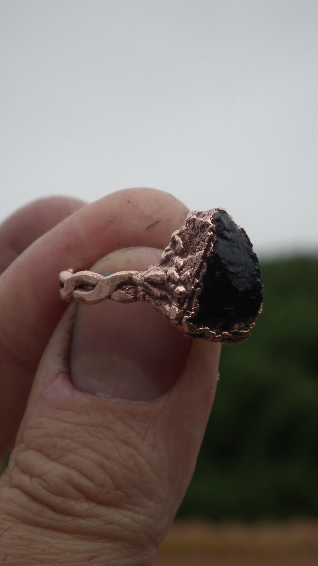 Black tourmaline ring / Copper ring