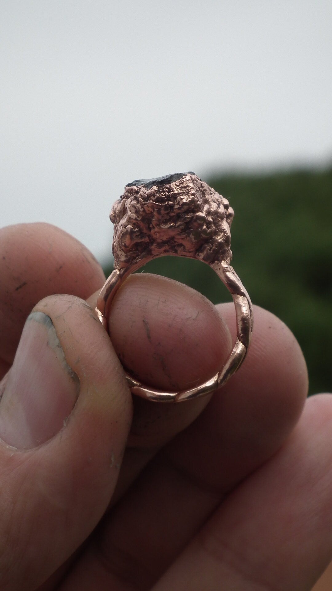 Black tourmaline ring / Copper ring