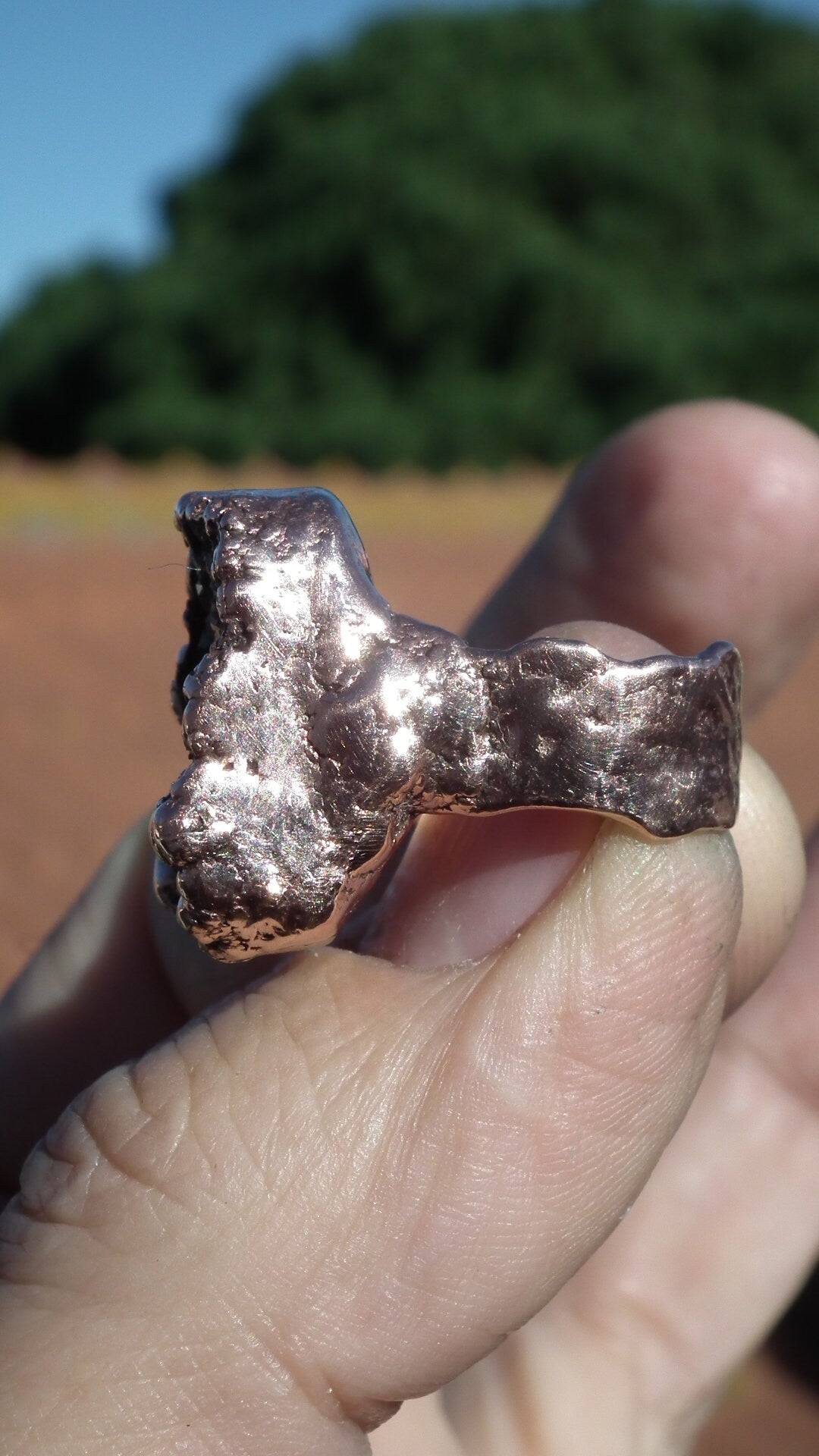 Pyrite ring / Electroformed Copper