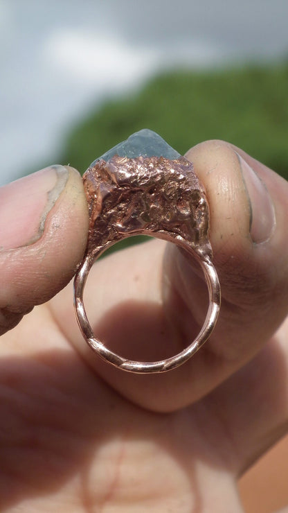 Electroformed Copper Seraphinite ring // Seraphinite jewelry