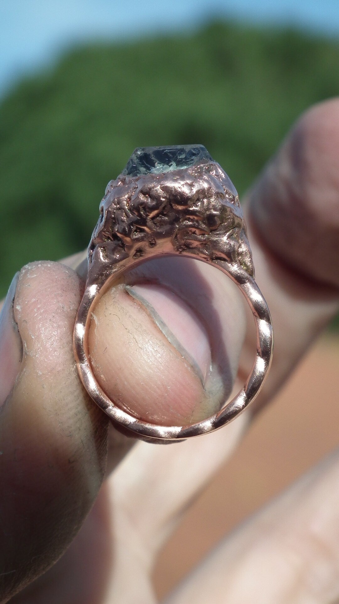 Raw herkimer diamond ring // Herkimer diamond jewelry // Electroformed copper