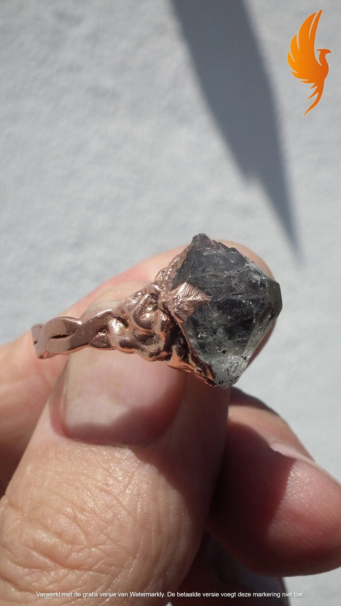 Electroformed Copper Herkimer diamond ring