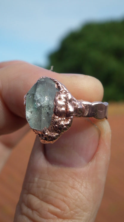 Herkimer diamond ring / herkimer ring / Electroformed Copper