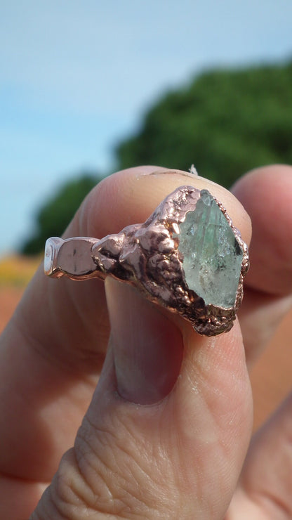 Herkimer diamond ring / herkimer ring / Electroformed Copper