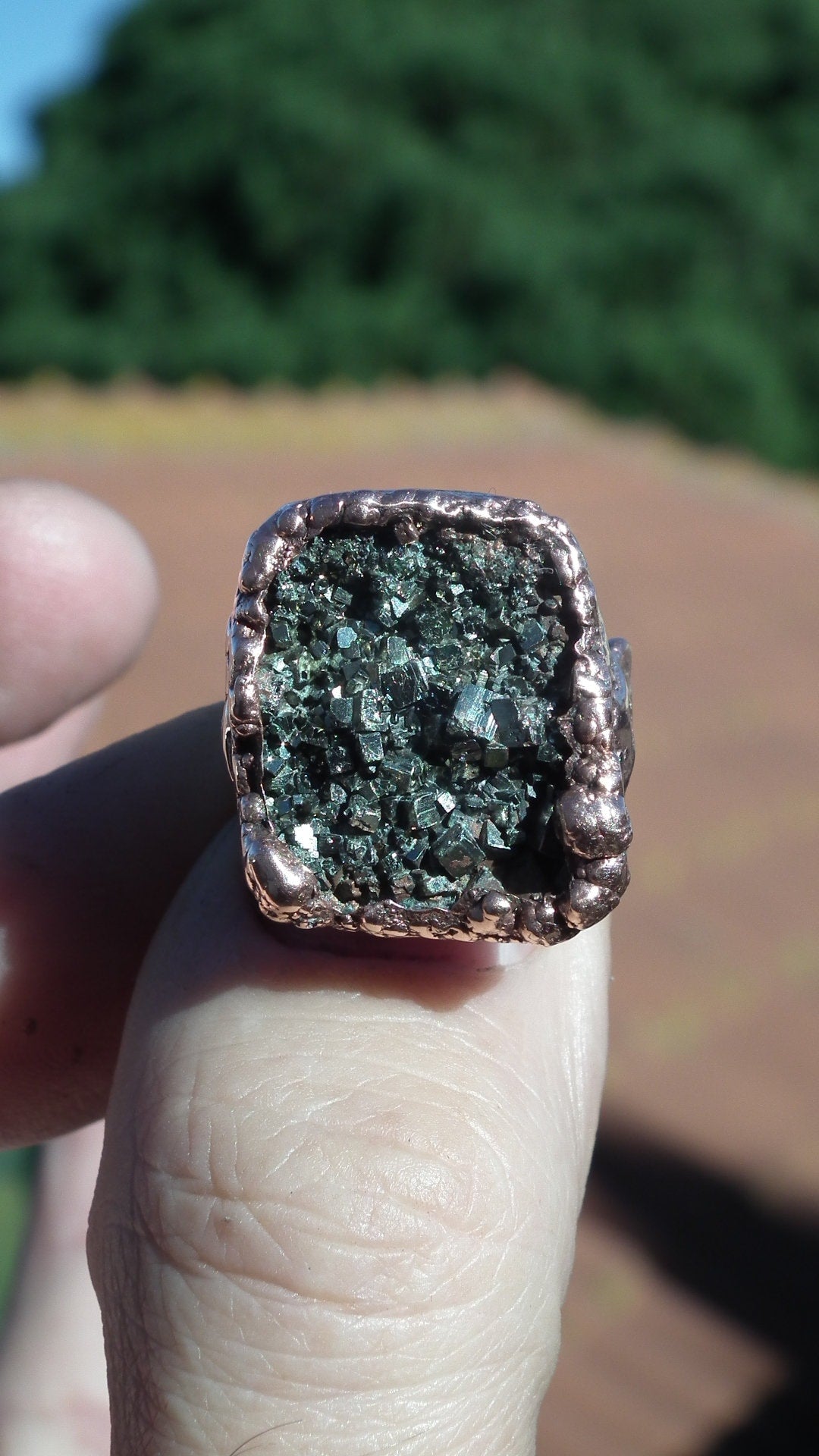 Pyrite ring / Electroformed Copper