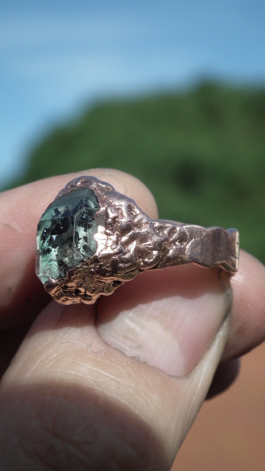 Raw herkimer diamond ring // Herkimer diamond jewelry // Electroformed copper