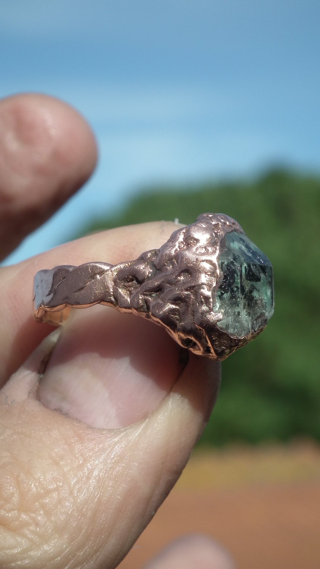 Raw herkimer diamond ring // Herkimer diamond jewelry // Electroformed copper