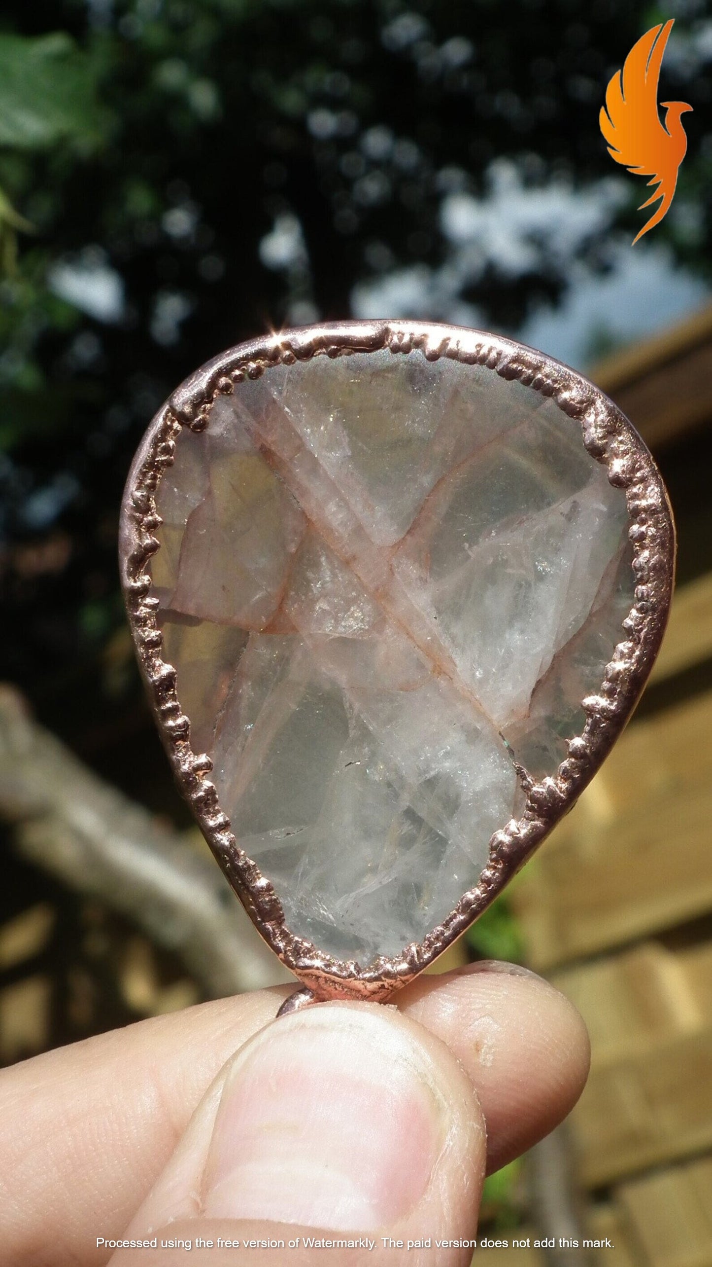 Copper formed Golden Healer Red pendant