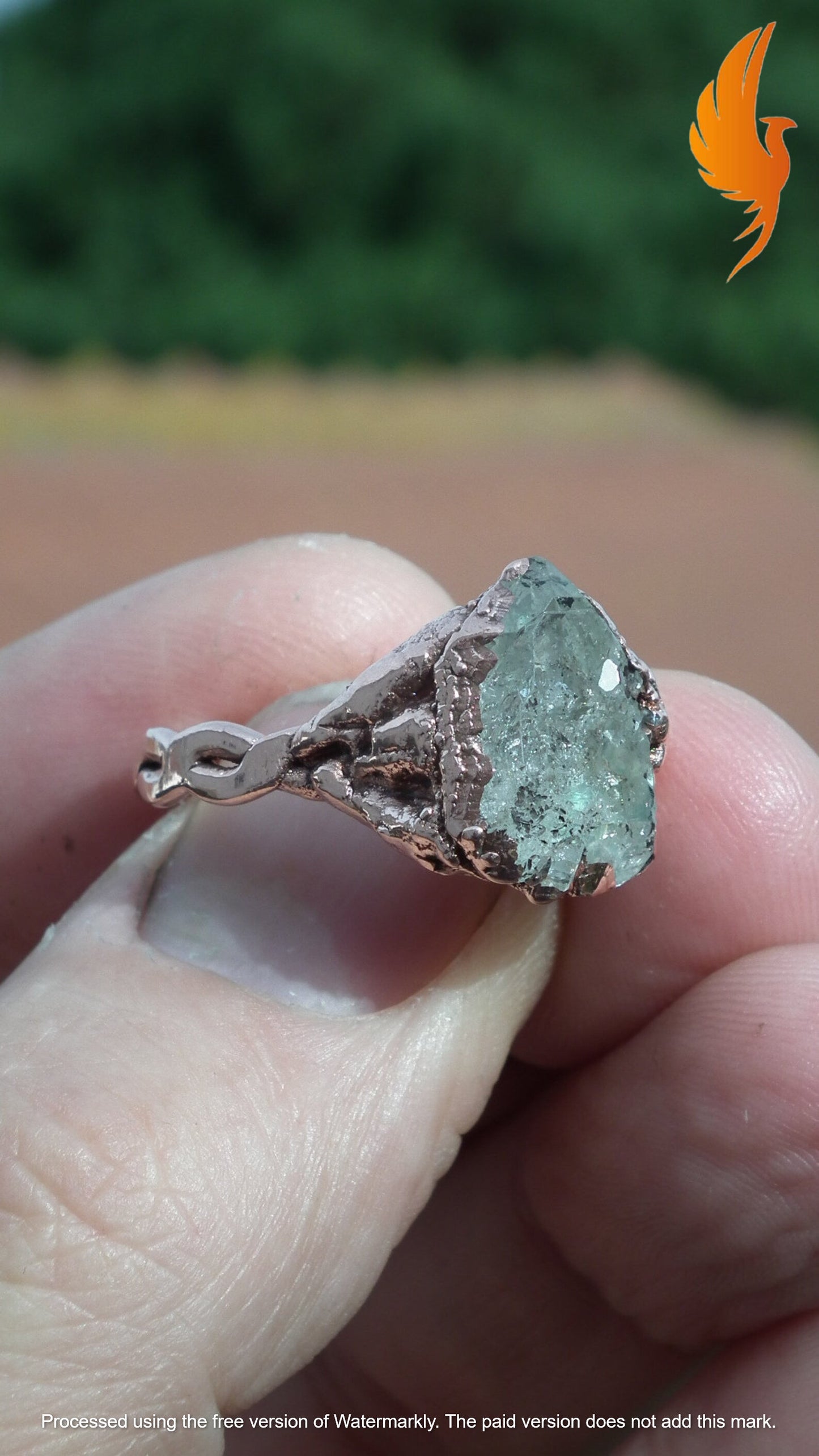 Electroformed Copper Herkimer diamond ring