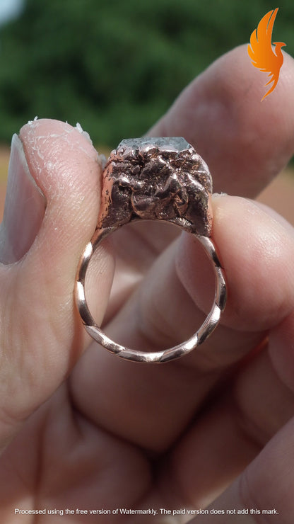 Electroformed Copper Herkimer diamond ring