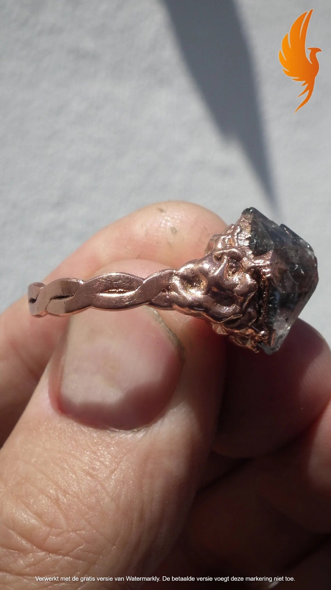 Electroformed Copper Herkimer diamond ring