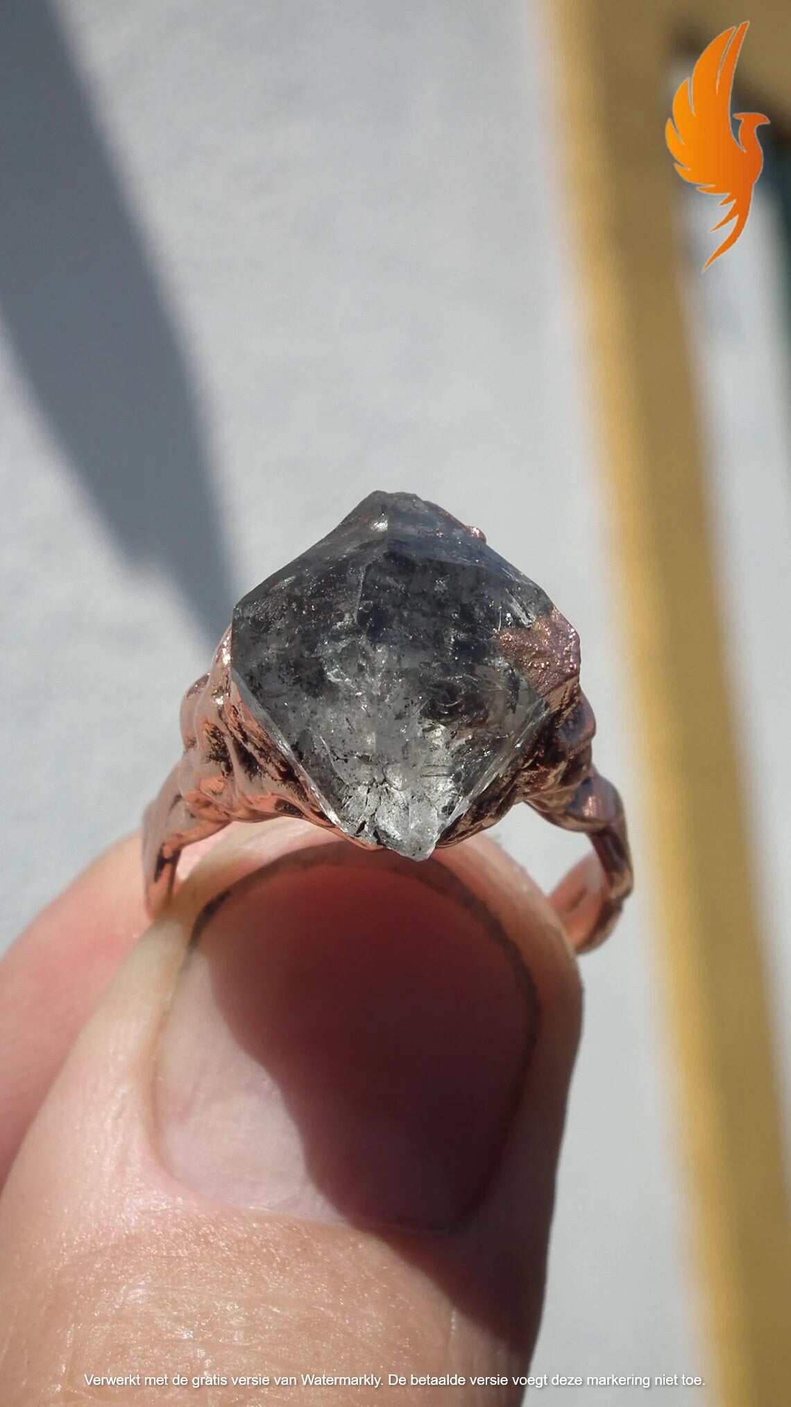 Electroformed Copper Herkimer diamond ring
