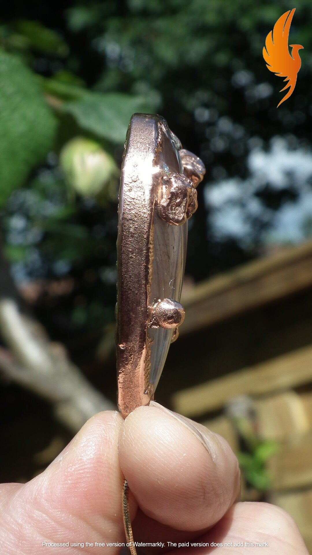 Copper formed Golden Healer Red pendant