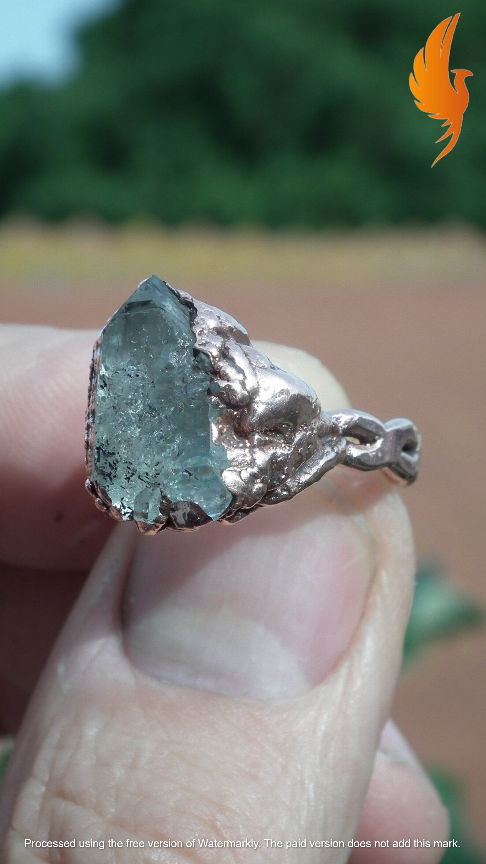 Electroformed Copper Herkimer diamond ring