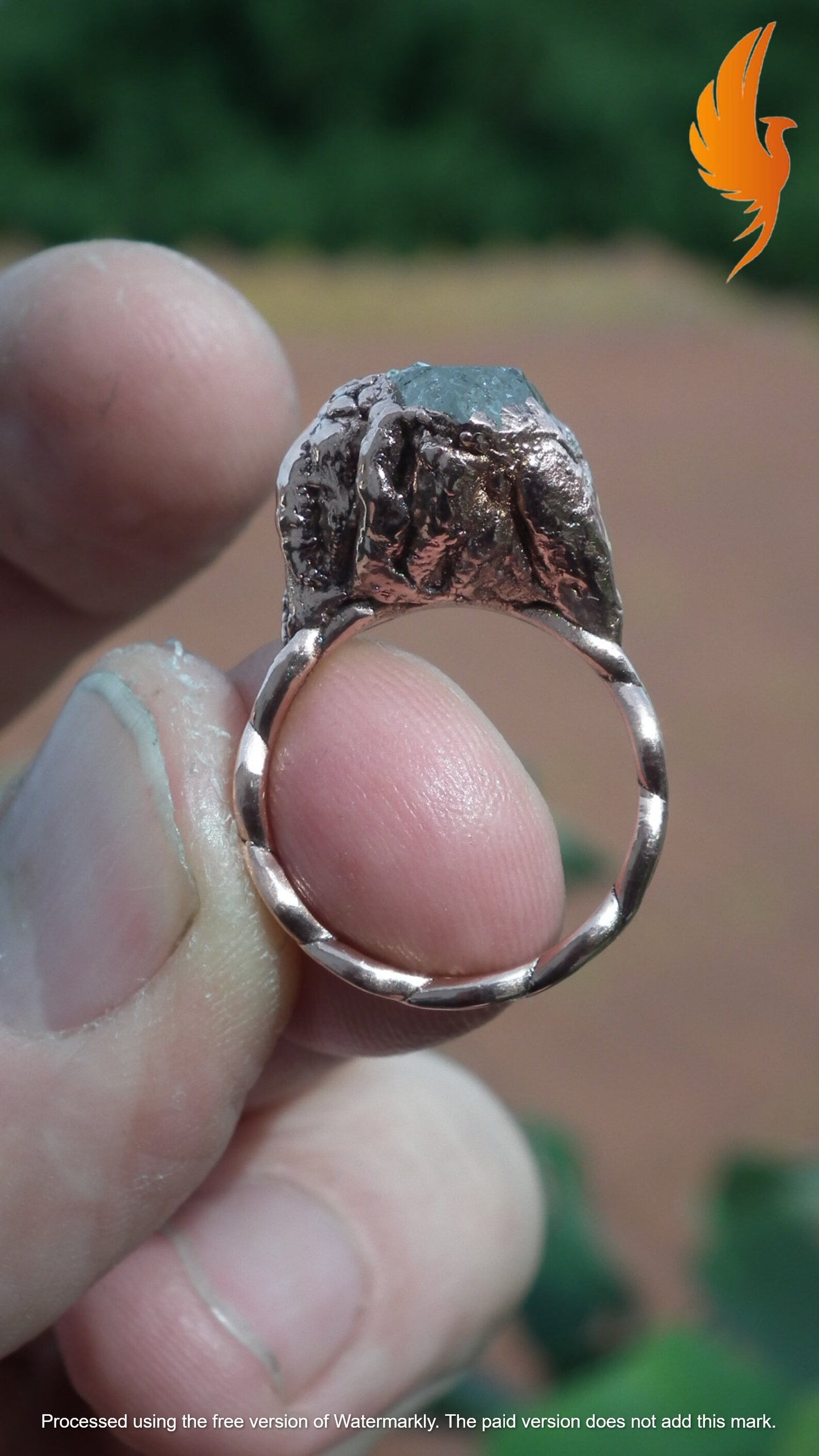 Electroformed Copper Herkimer diamond ring