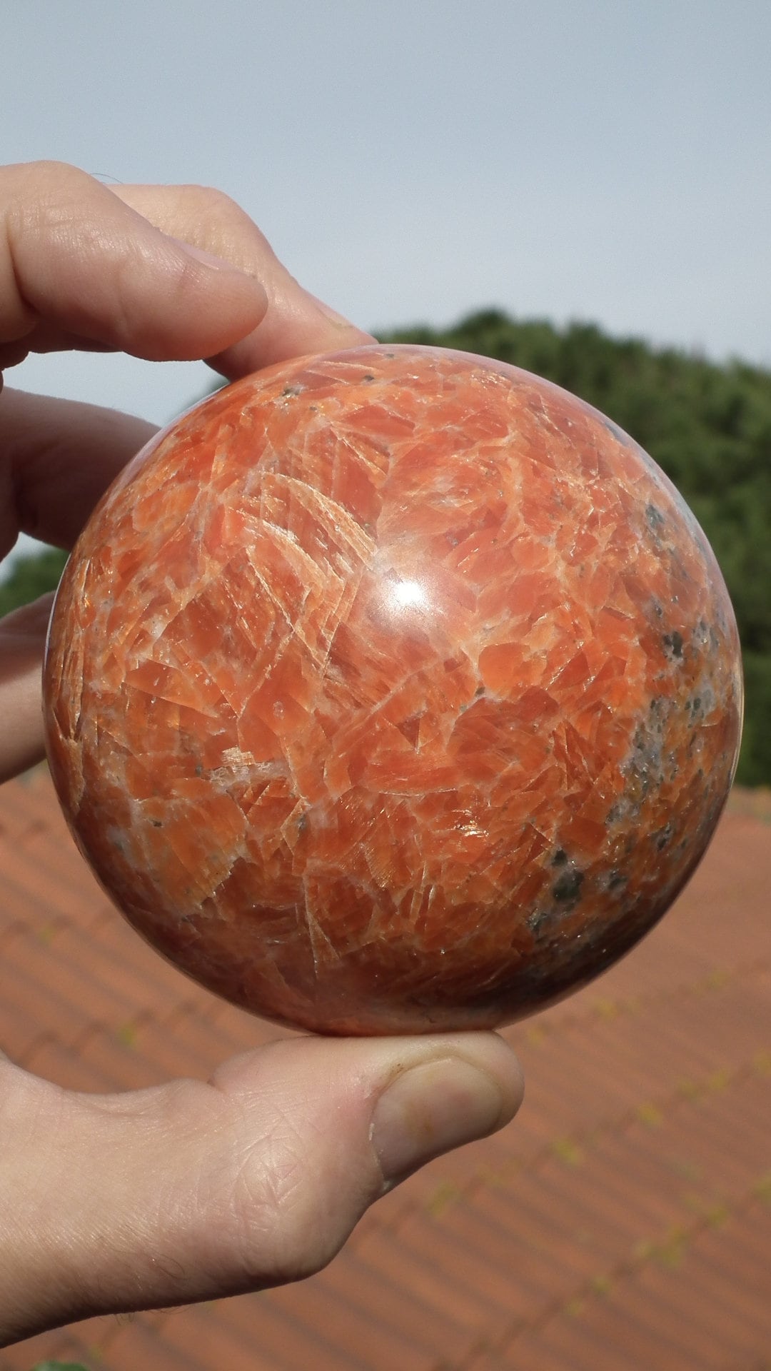82mm calcite sphere // red calcite