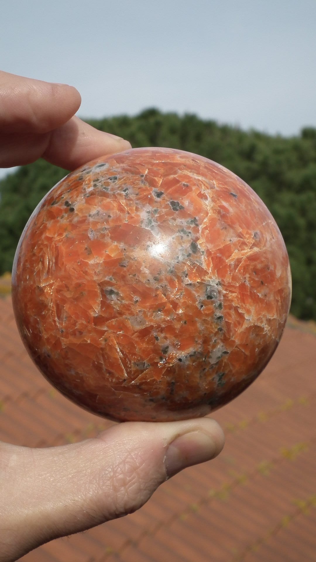 82mm calcite sphere // red calcite