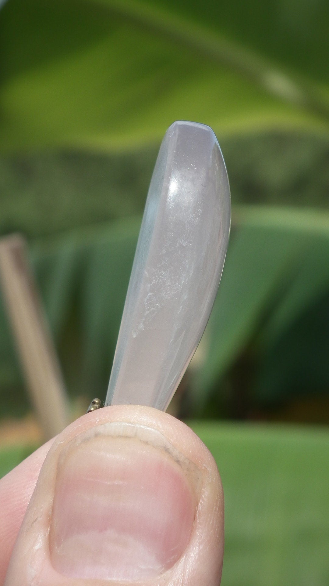 Lavender quartz pendant with bronze bail