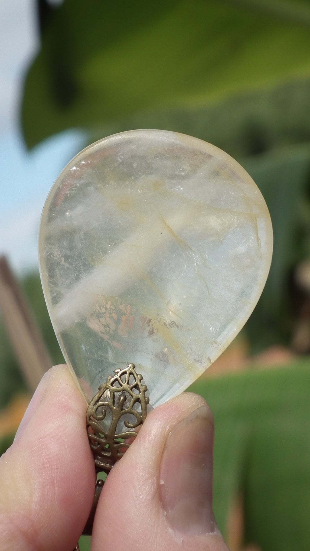 Golden healer quartz necklace bronze bail
